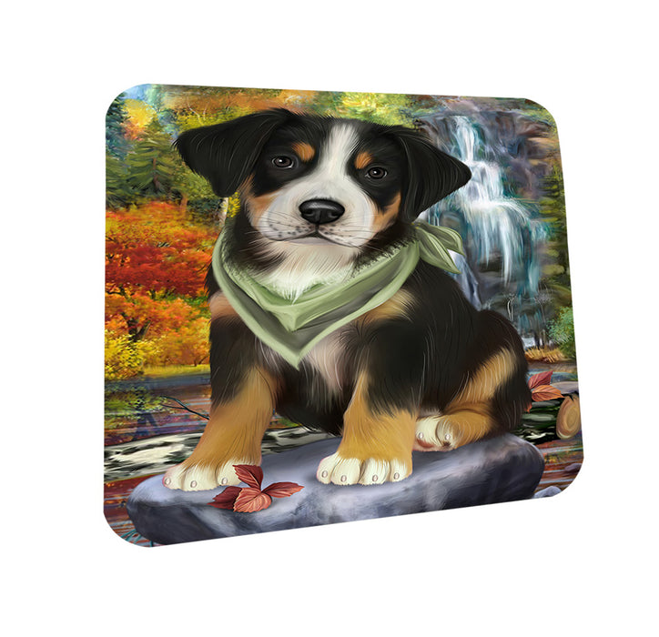 Scenic Waterfall Greater Swiss Mountain Dog Coasters Set of 4 CST51856
