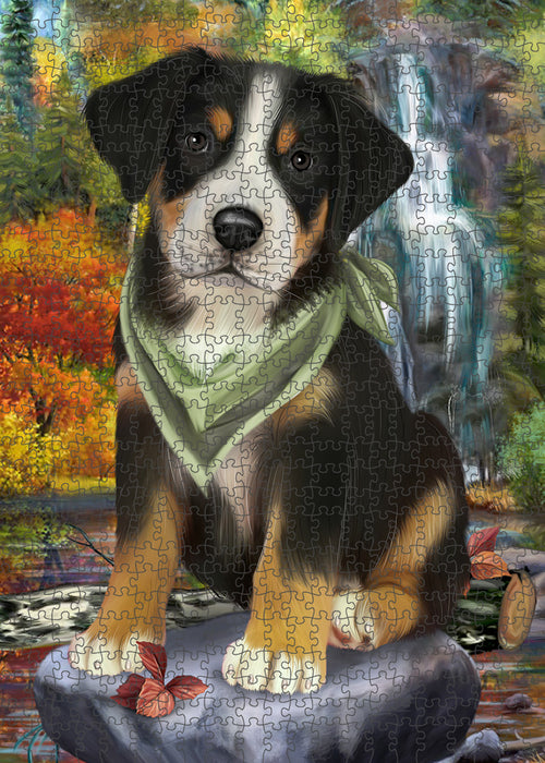 Scenic Waterfall Greater Swiss Mountain Dog Puzzle with Photo Tin PUZL59778