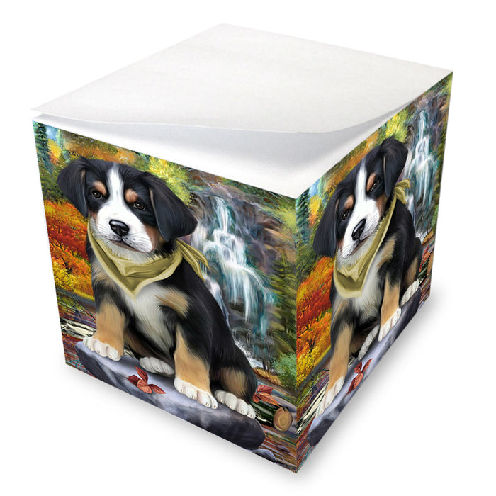 Scenic Waterfall Greater Swiss Mountain Dog Note Cube NOC51898