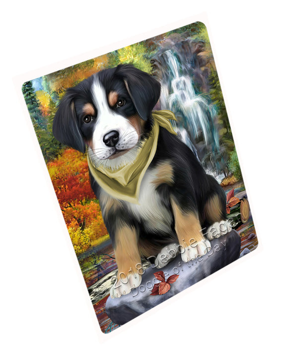 Scenic Waterfall Greater Swiss Mountain Dog Large Refrigerator / Dishwasher Magnet RMAG71886