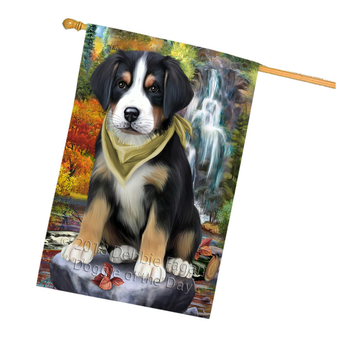 Scenic Waterfall Greater Swiss Mountain Dog House Flag FLG52031