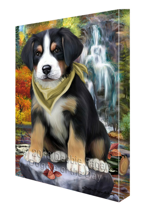 Scenic Waterfall Greater Swiss Mountain Dog Canvas Print Wall Art Décor CVS84347
