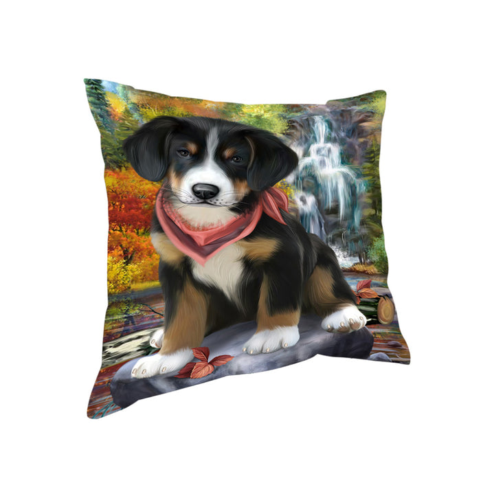 Scenic Waterfall Greater Swiss Mountain Dog Pillow PIL63960