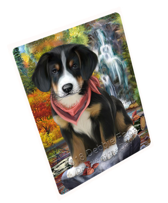 Scenic Waterfall Greater Swiss Mountain Dog Large Refrigerator / Dishwasher Magnet RMAG71892