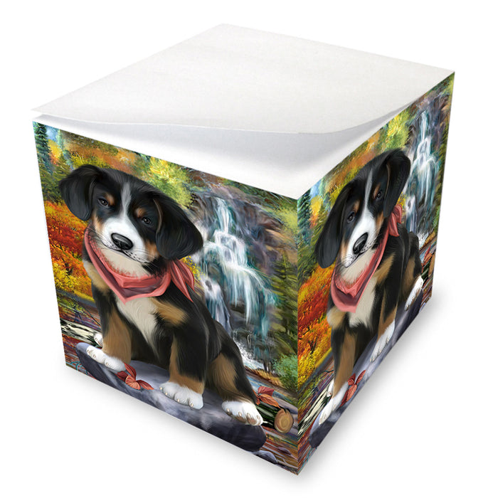 Scenic Waterfall Greater Swiss Mountain Dog Note Cube NOC51899