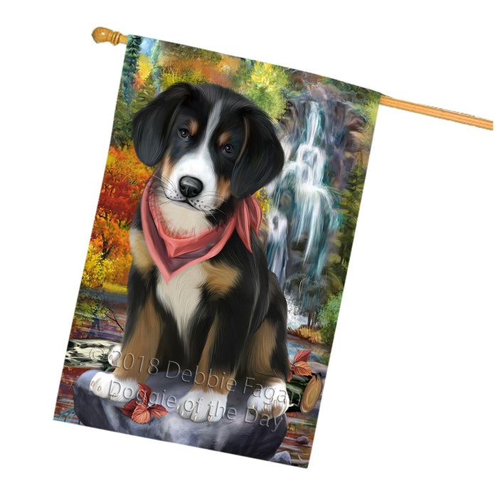 Scenic Waterfall Greater Swiss Mountain Dog House Flag FLG52032