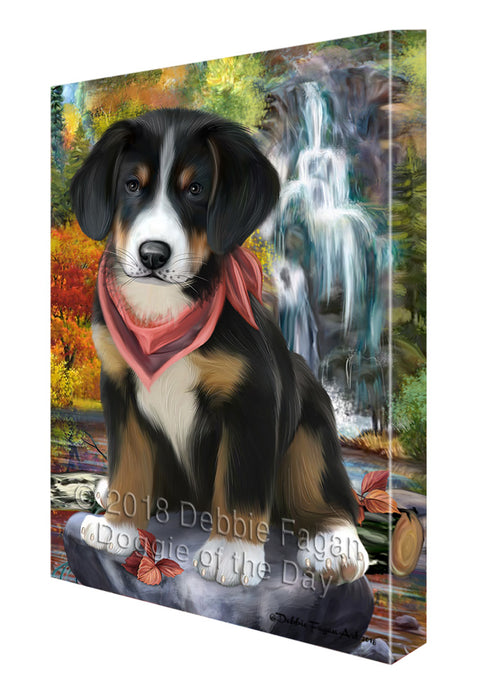 Scenic Waterfall Greater Swiss Mountain Dog Canvas Print Wall Art Décor CVS84356