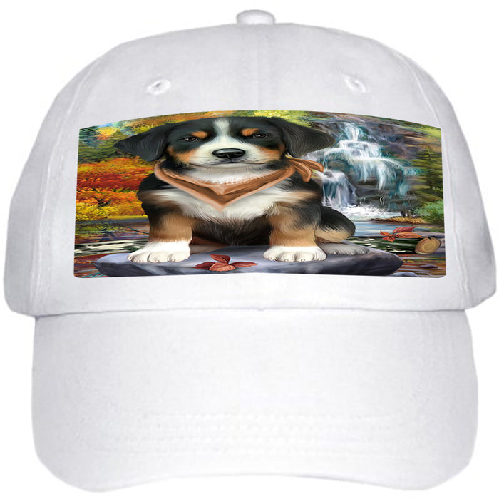 Scenic Waterfall Greater Swiss Mountain Dog Ball Hat Cap HAT59433