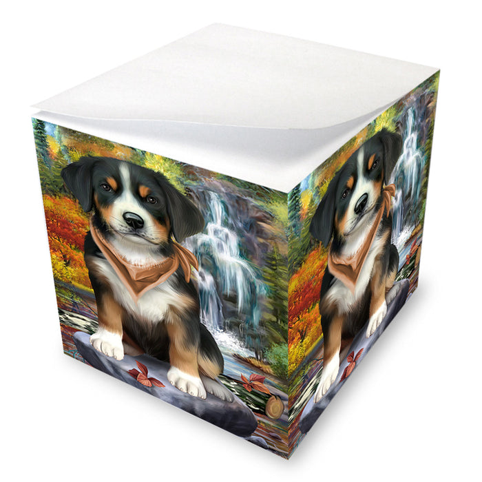 Scenic Waterfall Greater Swiss Mountain Dog Note Cube NOC51900