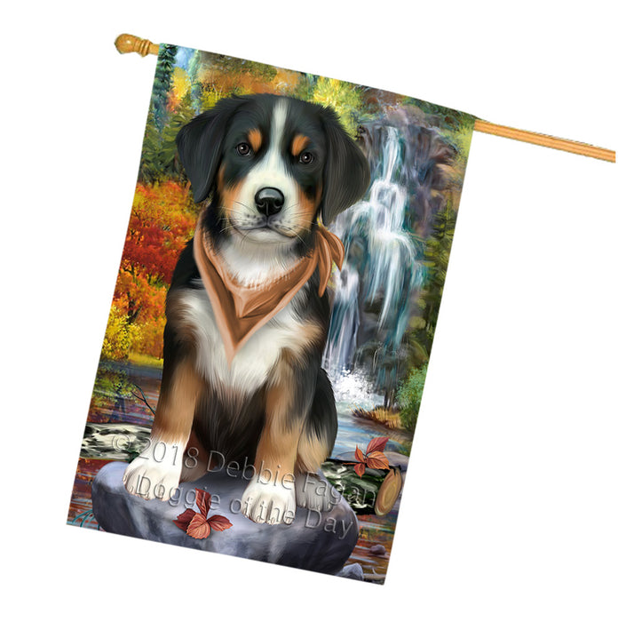 Scenic Waterfall Greater Swiss Mountain Dog House Flag FLG52033
