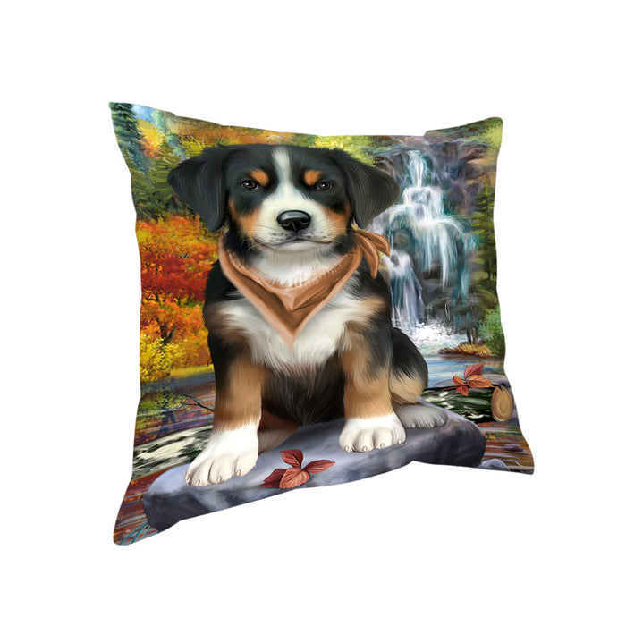 Scenic Waterfall Greater Swiss Mountain Dog Pillow PIL63964