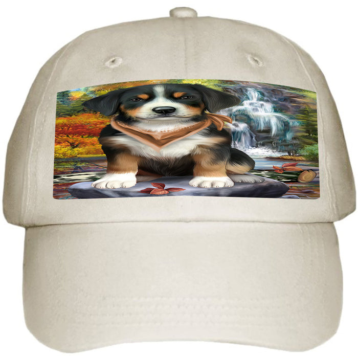 Scenic Waterfall Greater Swiss Mountain Dog Ball Hat Cap HAT59433
