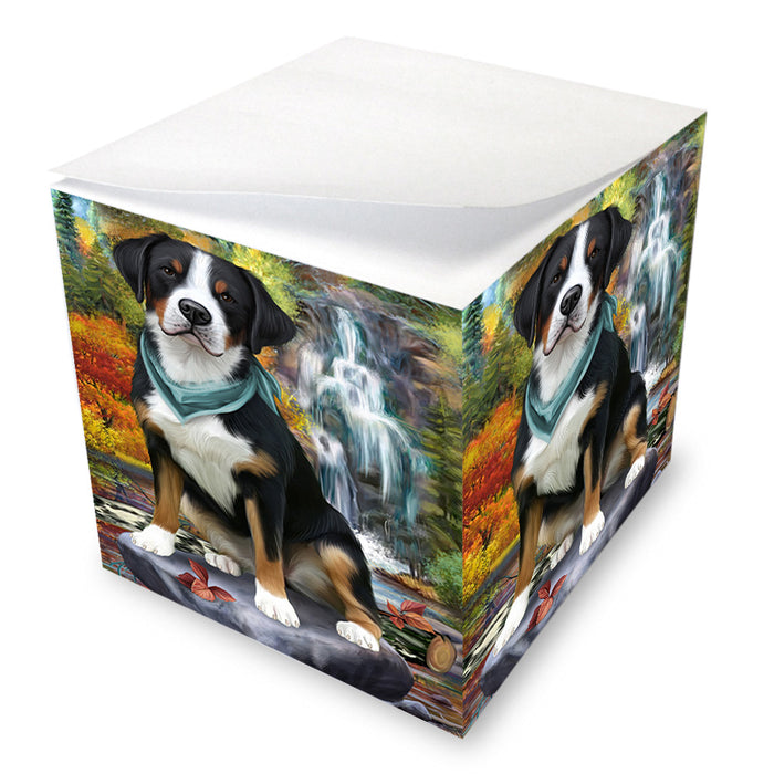 Scenic Waterfall Greater Swiss Mountain Dog Note Cube NOC51901