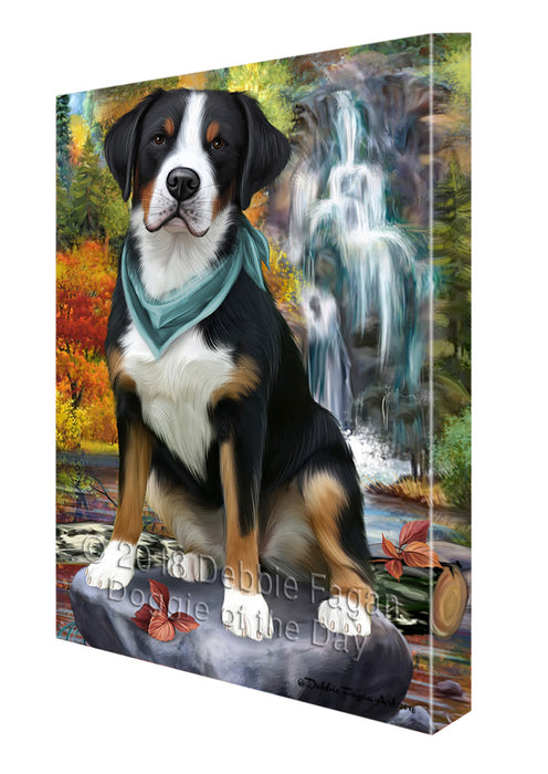Scenic Waterfall Greater Swiss Mountain Dog Canvas Print Wall Art Décor CVS84374