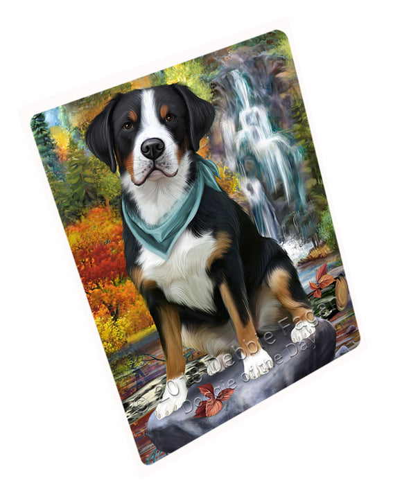 Scenic Waterfall Greater Swiss Mountain Dog Large Refrigerator / Dishwasher Magnet RMAG71904