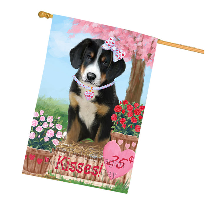 Rosie 25 Cent Kisses Greater Swiss Mountain Dog Dog House Flag FLG56567