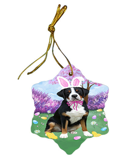 Easter Holiday Greater Swiss Mountain Dog Star Porcelain Ornament SPOR57308