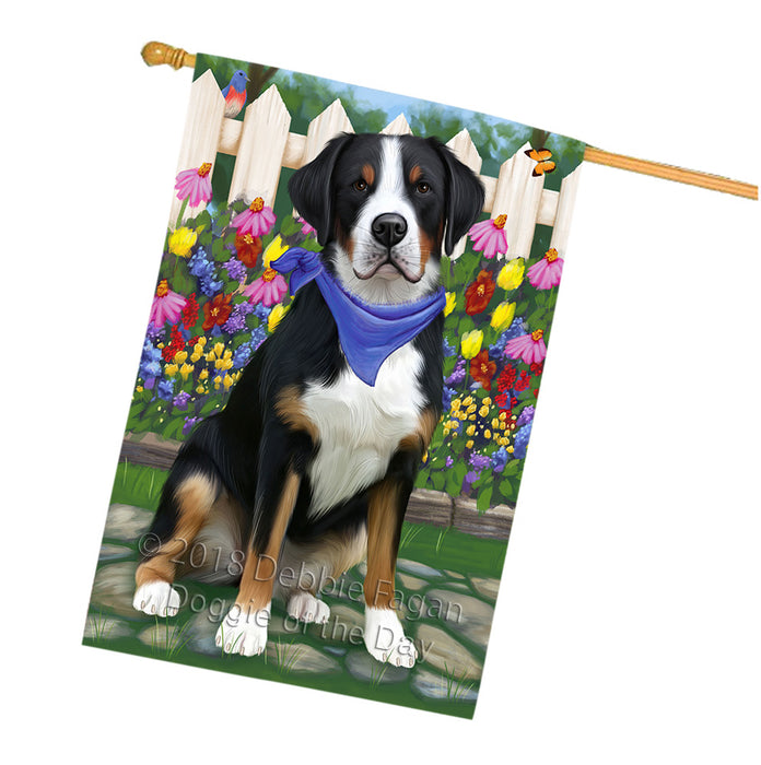 Spring Floral Greater Swiss Mountain Dog House Flag FLG52342