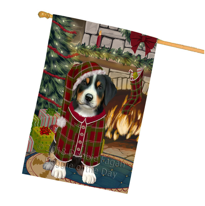 The Stocking was Hung Greater Swiss Mountain Dog House Flag FLG55757