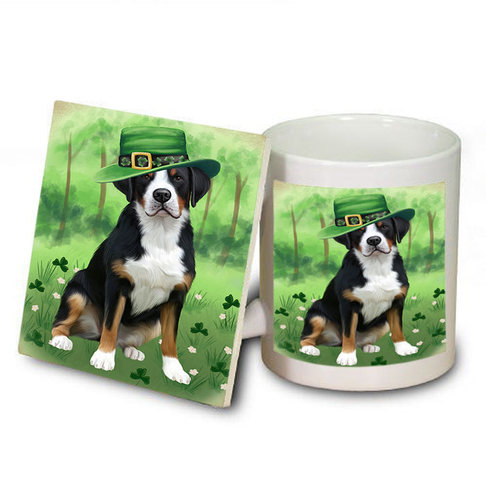St. Patricks Day Irish Portrait Greater Swiss Mountain Dog Mug and Coaster Set MUC57003