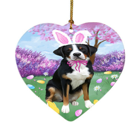 Easter Holiday Greater Swiss Mountain Dog Heart Christmas Ornament HPOR57308
