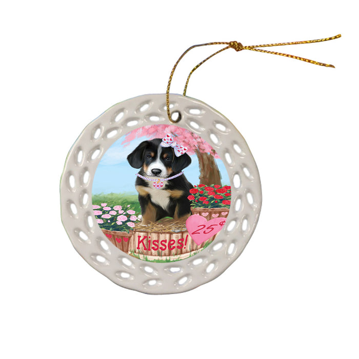 Rosie 25 Cent Kisses Greater Swiss Mountain Dog Ceramic Doily Ornament DPOR56239