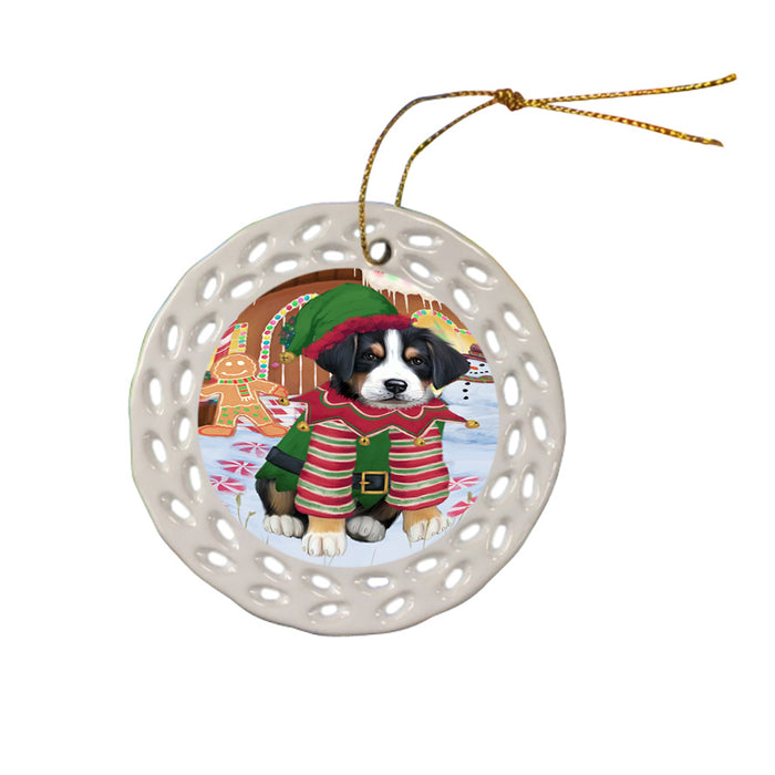 Christmas Gingerbread House Candyfest Greater Swiss Mountain Dog Ceramic Doily Ornament DPOR56710