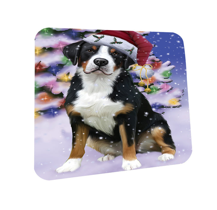 Winterland Wonderland Greater Swiss Mountain Dog In Christmas Holiday Scenic Background Coasters Set of 4 CST53718