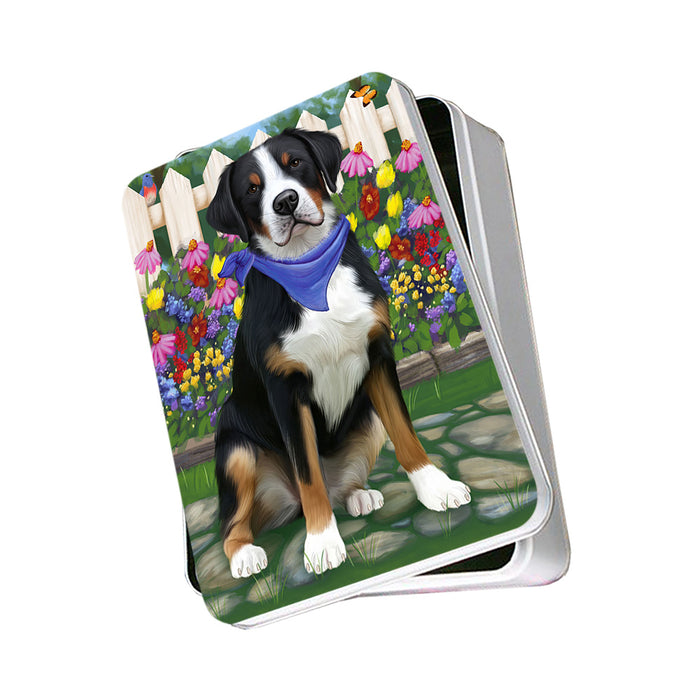 Spring Floral Greater Swiss Mountain Dog Photo Storage Tin PITN52261
