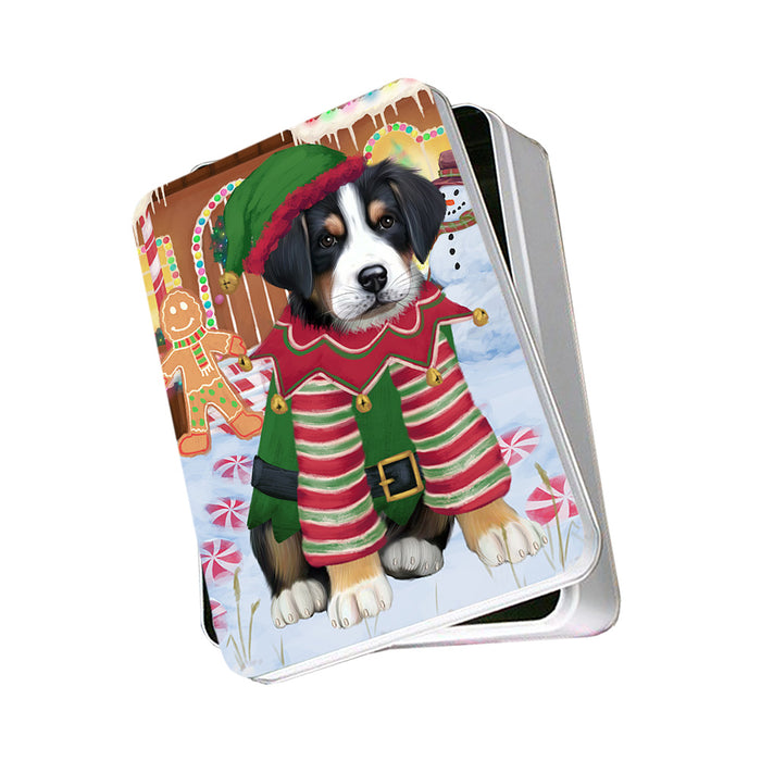 Christmas Gingerbread House Candyfest Greater Swiss Mountain Dog Photo Storage Tin PITN56297