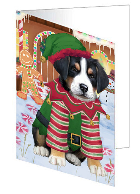 Christmas Gingerbread House Candyfest Greater Swiss Mountain Dog Handmade Artwork Assorted Pets Greeting Cards and Note Cards with Envelopes for All Occasions and Holiday Seasons GCD73577