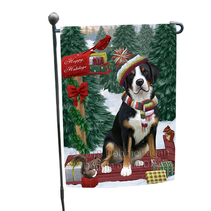 Merry Christmas Woodland Sled Greater Swiss Mountain Dog Garden Flag GFLG55239
