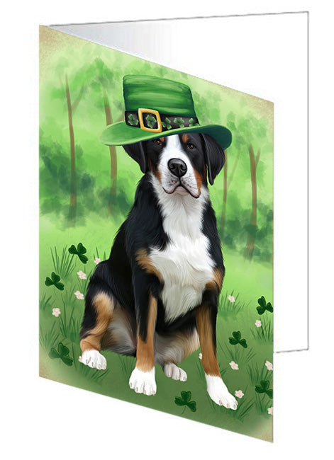 St. Patricks Day Irish Portrait Greater Swiss Mountain Dog Handmade Artwork Assorted Pets Greeting Cards and Note Cards with Envelopes for All Occasions and Holiday Seasons GCD76547