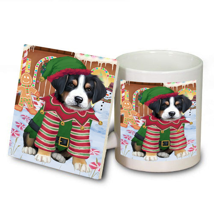 Christmas Gingerbread House Candyfest Greater Swiss Mountain Dog Mug and Coaster Set MUC56346