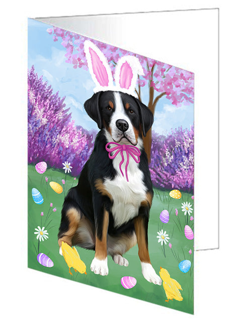 Easter Holiday Greater Swiss Mountain Dog Handmade Artwork Assorted Pets Greeting Cards and Note Cards with Envelopes for All Occasions and Holiday Seasons GCD76235