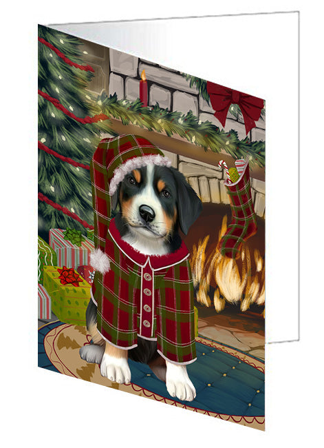 The Stocking was Hung Australian Shepherd Dog Handmade Artwork Assorted Pets Greeting Cards and Note Cards with Envelopes for All Occasions and Holiday Seasons GCD70064