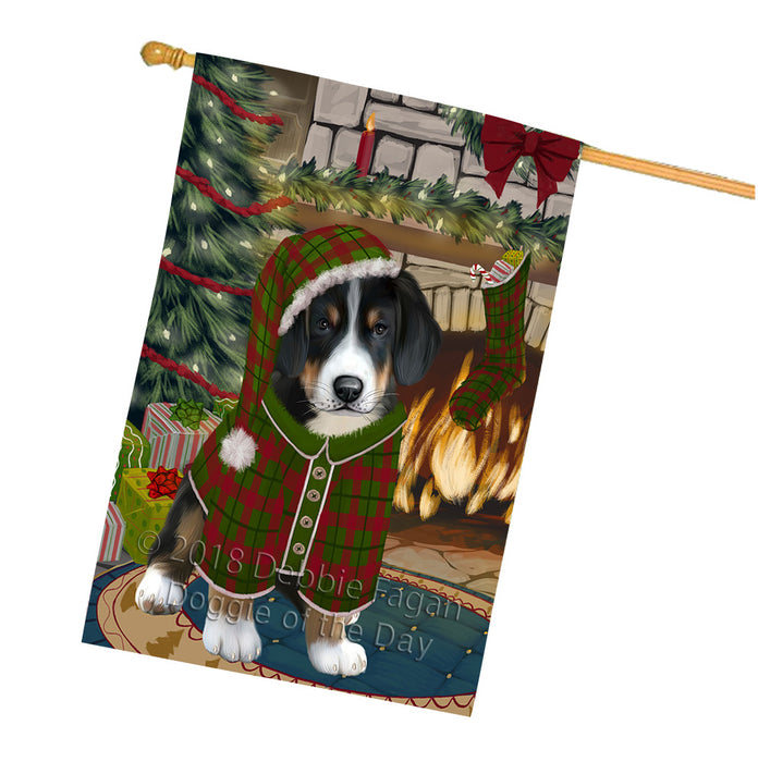 The Stocking was Hung Greater Swiss Mountain Dog House Flag FLG55758