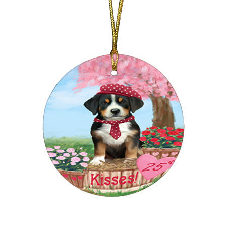 Rosie 25 Cent Kisses Greater Swiss Mountain Dog Round Flat Christmas Ornament RFPOR56240