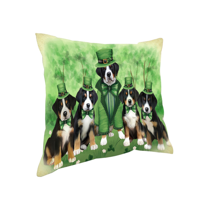 St. Patricks Day Irish Portrait Greater Swiss Mountain Dogs Pillow PIL86160