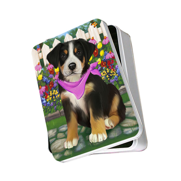 Spring Floral Greater Swiss Mountain Dog Photo Storage Tin PITN52262