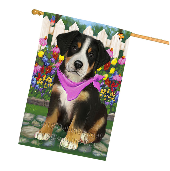 Spring Floral Greater Swiss Mountain Dog House Flag FLG52343