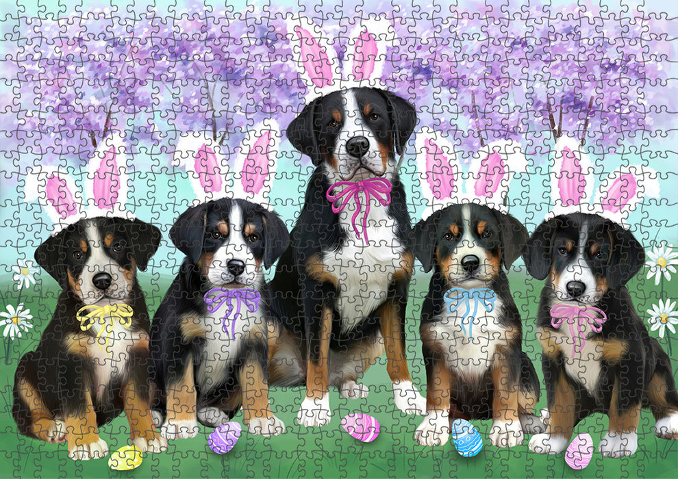Easter Holiday Greater Swiss Mountain Dogs Puzzle with Photo Tin PUZL95948