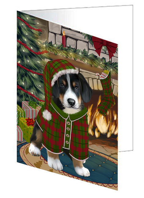 The Stocking was Hung Australian Shepherd Dog Handmade Artwork Assorted Pets Greeting Cards and Note Cards with Envelopes for All Occasions and Holiday Seasons GCD70061