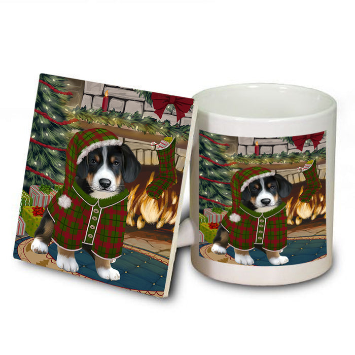 The Stocking was Hung Greater Swiss Mountain Dog Mug and Coaster Set MUC55321