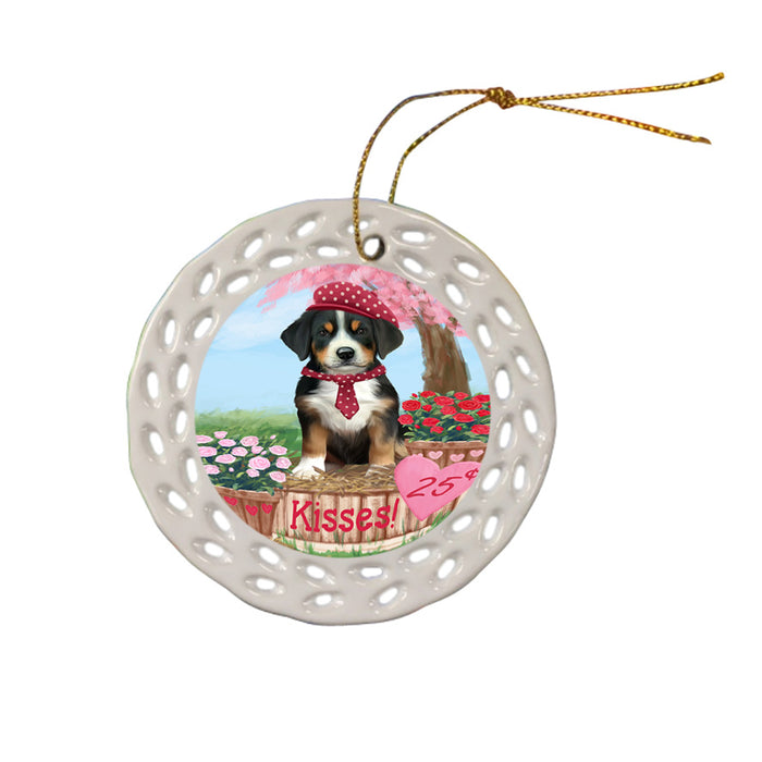 Rosie 25 Cent Kisses Greater Swiss Mountain Dog Ceramic Doily Ornament DPOR56240