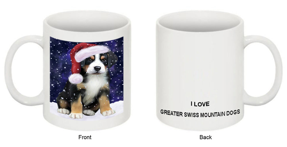 Let it Snow Christmas Holiday Greater Swiss Mountain Dog Wearing Santa Hat Coffee Mug MUG49699