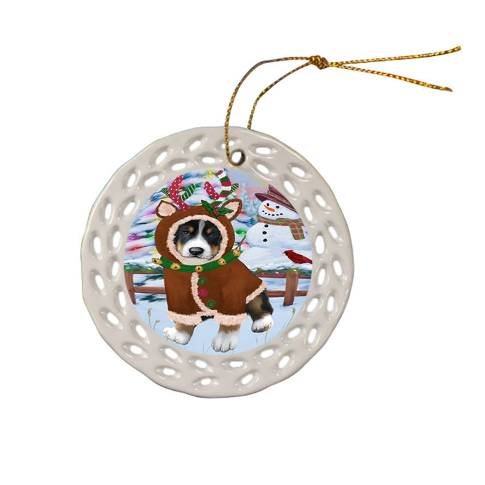 Christmas Gingerbread House Candyfest Greater Swiss Mountain Dog Ceramic Doily Ornament DPOR56711
