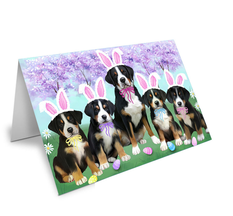 Easter Holiday Greater Swiss Mountain Dogs Handmade Artwork Assorted Pets Greeting Cards and Note Cards with Envelopes for All Occasions and Holiday Seasons GCD76238
