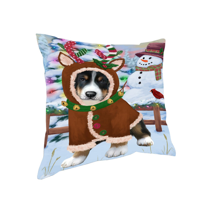 Christmas Gingerbread House Candyfest Greater Swiss Mountain Dog Pillow PIL79712