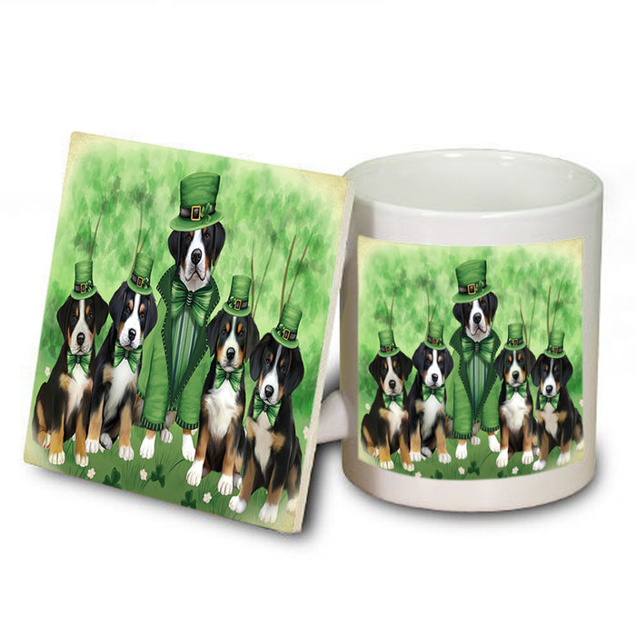 St. Patricks Day Irish Portrait Greater Swiss Mountain Dogs Mug and Coaster Set MUC57004